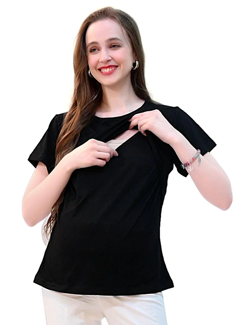 TUMMY Maternity & Nursing Pull On Top - Black